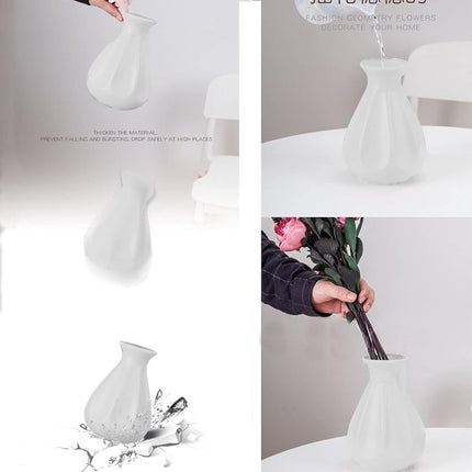 Vase - 2 Pieces - Plant Vase - Flower Vase - Dried Flower Vase - Home Accessories for Flowers and Bouquets - Decorative Accessories - Wedding - Birthday - Modern - Decoration - Indoor Vase - Faux Ceramic - Plastic - 13.5*20cm.