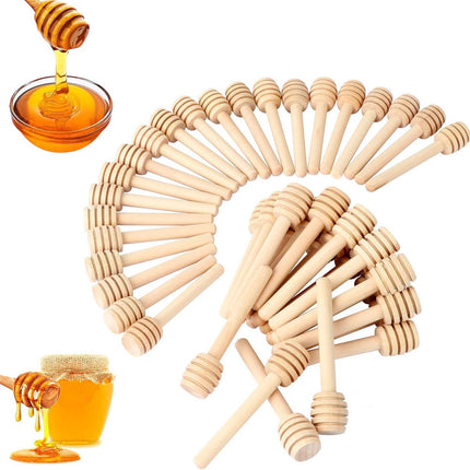 Wooden Honey Spoon - 50 Pieces Honey Stick - 8 Cm - Honey Dipper - Honey Dipper Sticks - Honey Stirrer - Sustainable - Kitchen Utensils - Breakfast - Ideal For Birthdays, Weddings, Baby Showers.