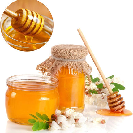 Wooden Honey Spoon - 50 Pieces Honey Stick - 8 Cm - Honey Dipper - Honey Dipper Sticks - Honey Stirrer - Sustainable - Kitchen Utensils - Breakfast - Ideal For Birthdays, Weddings, Baby Showers.