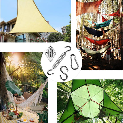 Shade Cloth Mounting Set - 42-Piece - Stainless Steel - Hardware Kit for Sun Sail - For Rectangular / Square Sun Shade Sails - Hammock Mounting Set - Shade Cloth Mounting Material.