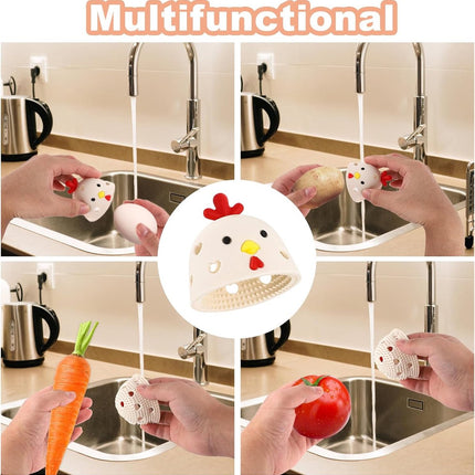 Egg Cleaning Brush 2 Pieces - Silicone Egg Brush Cleaner - Kitchen Accessories - Fresh Egg Brush Cleaner - Kitchen Brushes - Chicken Head Shaped Egg Brush Cleaner - Multifunctional Egg Scrubber - Reusable Egg Washing Tool For Fresh Eggs.