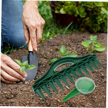 Planter - 4 Pieces - Garden Tools - Garden Seed Dibber Drill Spacer - Bottom 12 Holes - Spacers - Adjustable Seed Dispenser - Seed Dispensers - For Planting Seeds and Plants - Green.