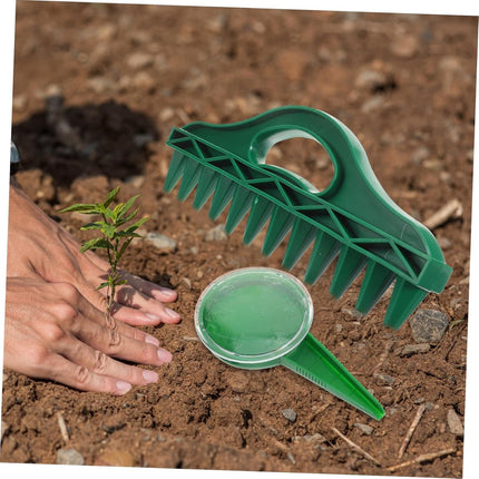 Planter - 4 Pieces - Garden Tools - Garden Seed Dibber Drill Spacer - Bottom 12 Holes - Spacers - Adjustable Seed Dispenser - Seed Dispensers - For Planting Seeds and Plants - Green.