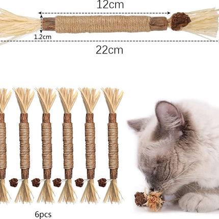 Sticks for Cats - 6 Pieces - Catnip Chew Sticks - Natural Cat Toys - Cat Chew Sticks - Catnip Sticks - Stronger Effect Than Catnip - Catnip - Catnip - Cat Toys - Freshen Your Mouth - Dental Care for Cats.