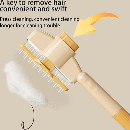 Self-Cleaning Cat and Dog Brush - Pet Hair Remover - Cat Brush/Dog Brush - Dog and Cat Hair Remover - Self-Cleaning with 1 Click - Yellow - 1 Piece.