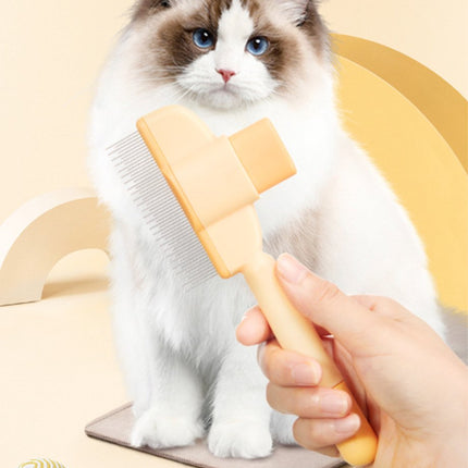 Self-Cleaning Cat and Dog Brush - Pet Hair Remover - Cat Brush/Dog Brush - Dog and Cat Hair Remover - Self-Cleaning with 1 Click - Yellow - 1 Piece.