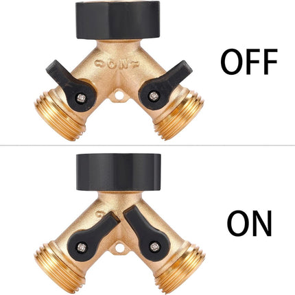 Y-Piece Tap - 3/4 - Tap Splitter - Water Distributor - Outdoor Tap - 2-Way Water Distributor – Brass - G 3/4" Water Distributor - With Accessories - European Taps - for Home and Garden Use.