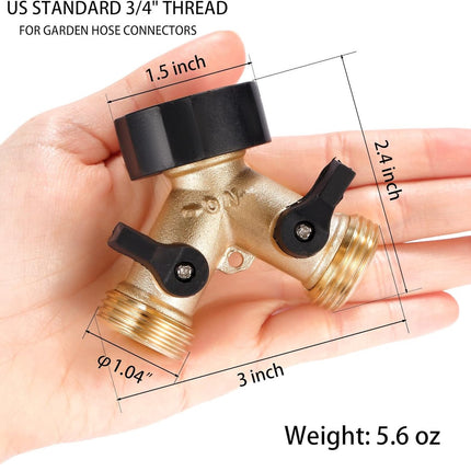 Y-Piece Tap - 3/4 - Tap Splitter - Water Distributor - Outdoor Tap - 2-Way Water Distributor – Brass - G 3/4" Water Distributor - With Accessories - European Taps - for Home and Garden Use.