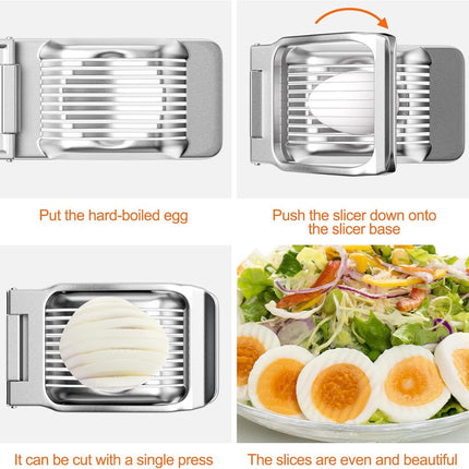 Egg slicer - Professional egg slicer - Mushroom slicer - Multifunctional - robust - Dishwasher safe - Kitchen tools - for eggs kiwis strawberries banana ham sausage - stainless steel.