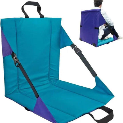 Outdoor Seat Cushions - Foldable Seat Cushion With Backrest - Outdoor Foldable Seat Cushion - Legless Chair Beach Backrest Chair - For Stadium Outdoor Camping Fishing Beach - 42x40 Cm - Blue - 1 Piece.