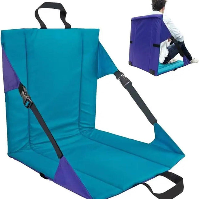 Outdoor Seat Cushions - Foldable Seat Cushion With Backrest - Outdoor Foldable Seat Cushion - Legless Chair Beach Backrest Chair - For Stadium Outdoor Camping Fishing Beach - 42x40 Cm - Blue - 1 Piece.