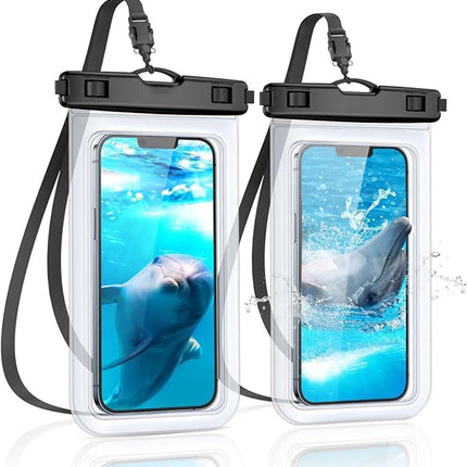 Waterproof Phone Cases - 2-Piece - Professional Dry Bag - Premium Quality Waterproof Phone Pouch - Underwater Case - for Vacation / Touring / Swimming - for Smartphones / Passport / Payment Cards - IPX8 Waterproof - Black.