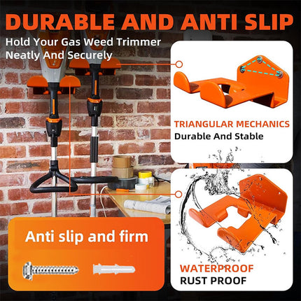 Hanging Hooks - 2 Storage Hooks - Garden Tool Hanging System - Tool Holder - Wall Bracket - Screws Included - Garage Storage Hooks for Wall Storage - For Lawnmowers, Hedge Trimmers, and Power Tools.