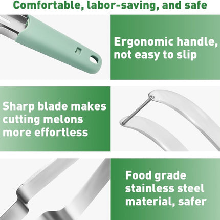 3 In 1 Melon Slicer - Fruit - Cutting - Stainless Steel - Durable - Knife - Fruit Slicer - Fruit Decoration - Small Knife - Toolsformen - Multifunctional Fruit Knife - Portable - For Watermelon / Mango / Melon.