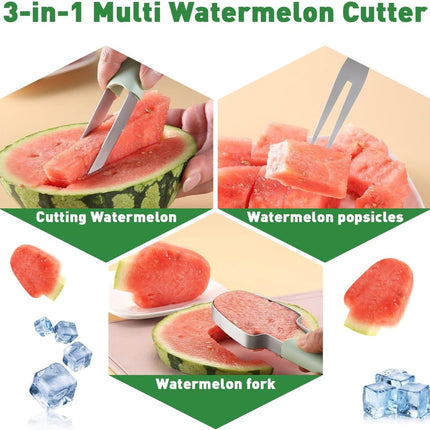 3 In 1 Melon Slicer - Fruit - Cutting - Stainless Steel - Durable - Knife - Fruit Slicer - Fruit Decoration - Small Knife - Toolsformen - Multifunctional Fruit Knife - Portable - For Watermelon / Mango / Melon.