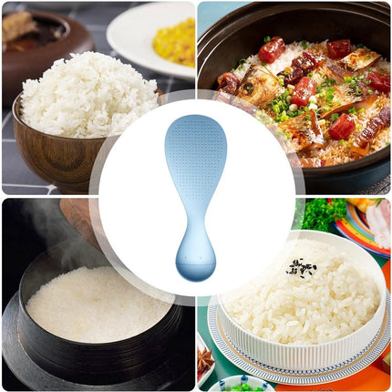 Rice Spoon - High Quality Serving Spoon - Drop-Proof Rice Spoon - Creative - Professional Rice Spoon - Non-Stick - Heat Resistant Kitchen Rice Spoon - Non-Slip Design - Silicone - Easy to Clean - Upright - White.