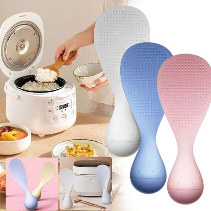 Rice Spoon - High Quality Serving Spoon - Drop-Proof Rice Spoon - Creative - Professional Rice Spoon - Non-Stick - Heat Resistant Kitchen Rice Spoon - Non-Slip Design - Silicone - Easy to Clean - Upright - White.