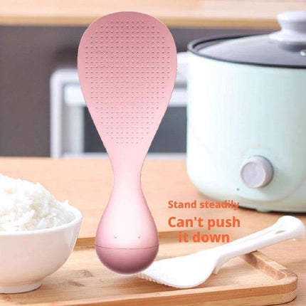 Rice Spoon - High Quality Serving Spoon - Drop-Proof Rice Spoon - Creative - Professional Rice Spoon - Non-Stick - Heat Resistant Kitchen Rice Spoon - Non-Slip Design - Silicone - Easy to Clean - Upright - White.