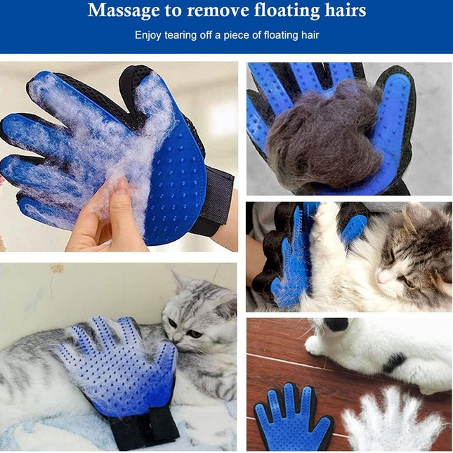 Pet Glove - Brush Glove For Dogs And Cats - Glove Brush - Grooming Gloves - Grooming Brush For Pets - For Cat Dog Horse Rabbit Animal - Blue - 1 Pair.
