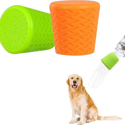 Pet Bathing Tool Outdoor - Dog Shower - Portable Water Bottle Shower Head - Pet Shower Head Attachment - Pet Shower Head Spray - For Portable Dog Shower, Outdoor Walking, Camping, Dirt Removal - Green+Orange - 2 Pieces.