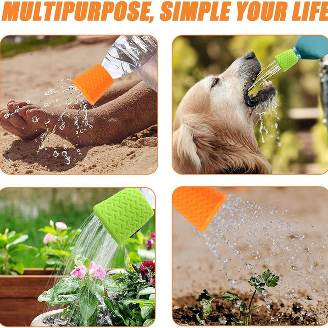 Pet Bathing Tool Outdoor - Dog Shower - Portable Water Bottle Shower Head - Pet Shower Head Attachment - Pet Shower Head Spray - For Portable Dog Shower, Outdoor Walking, Camping, Dirt Removal - Green+Orange - 2 Pieces.