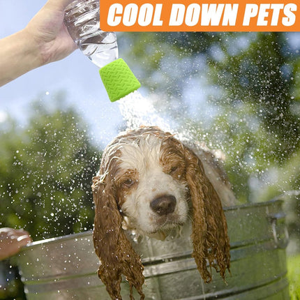 Pet Bathing Tool Outdoor - Dog Shower - Portable Water Bottle Shower Head - Pet Shower Head Attachment - Pet Shower Head Spray - For Portable Dog Shower, Outdoor Walking, Camping, Dirt Removal - Green+Orange - 2 Pieces.