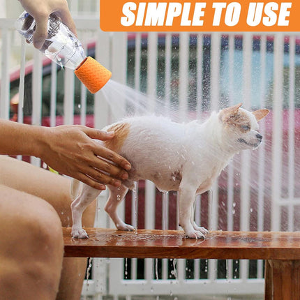 Pet Bathing Tool Outdoor - Dog Shower - Portable Water Bottle Shower Head - Pet Shower Head Attachment - Pet Shower Head Spray - For Portable Dog Shower, Outdoor Walking, Camping, Dirt Removal - Green+Orange - 2 Pieces.