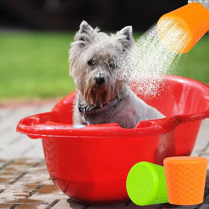 Pet Bathing Tool Outdoor - Dog Shower - Portable Water Bottle Shower Head - Pet Shower Head Attachment - Pet Shower Head Spray - For Portable Dog Shower, Outdoor Walking, Camping, Dirt Removal - Green+Orange - 2 Pieces.