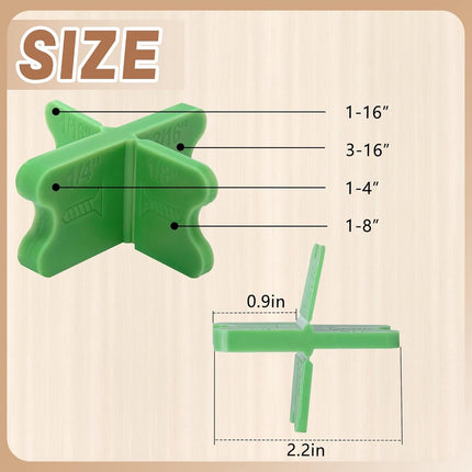 8 pieces - ABS deck spacers - 1/16", 1/8", 3/16", 1/4" - green deck spacers - for pressure-treated composite decks.