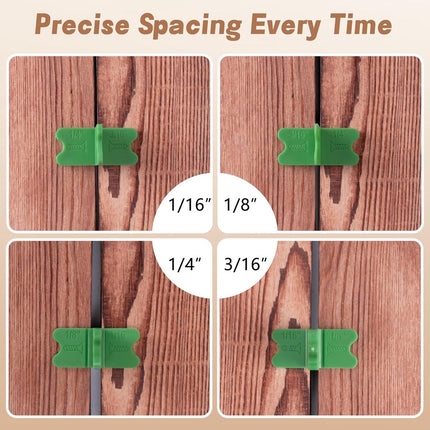 8 pieces - ABS deck spacers - 1/16", 1/8", 3/16", 1/4" - green deck spacers - for pressure-treated composite decks.