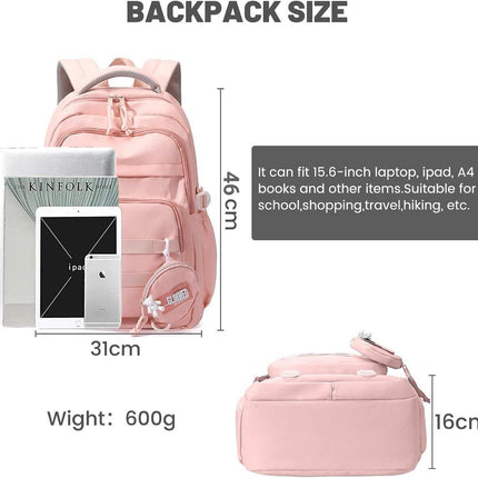 Waterproof backpack for girls - Girl Backpack - School backpack - lightweight school bag - School bag - Girls School Student School Bag - Large capacity backpacks for Girls and Boys - Teenagers - High School backpacks - Pink.
