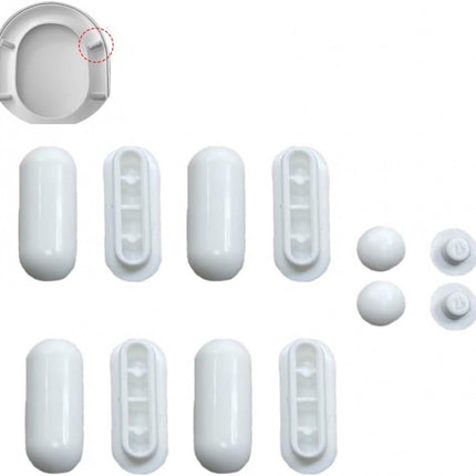 12 pieces - toilet seat bumper pads kit - bidet lid attachment - push-in replacement buffer spacer - anti-noise cushion pad cover - for bathroom repair parts - Toilet accessories - Bathroom accessories - white.