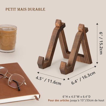 Plate Display Stand - Cookbook Stand - Book Stand - Plate Rack - Plate Stand - Plate Holder - Plate Hanger - for Display, Decorative, Photo Frame, Plate, Photo, Cookbook, Plaque - Wooden Stand - Plate Display Stand - Durable - Wood.