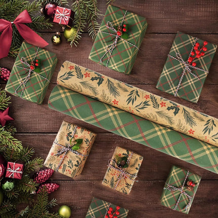 Wrapping paper - Christmas wrapping paper - Christmas gift paper - Wrapping paper with figures - 43 x 300cm - 2 Rolls - Christmas paper wrapping paper for Christmas - Christmas paper wrapping paper for children - gift paper - Kraft gift paper - Christmas.