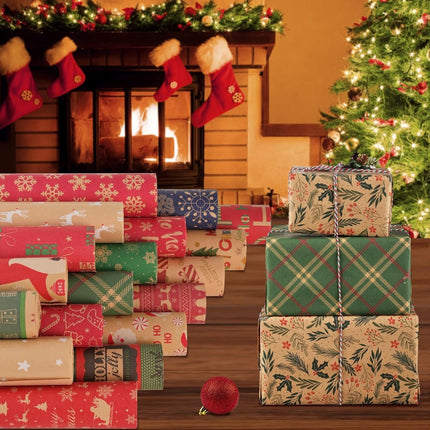Wrapping paper - Christmas wrapping paper - Christmas gift paper - Wrapping paper with figures - 43 x 300cm - 2 Rolls - Christmas paper wrapping paper for Christmas - Christmas paper wrapping paper for children - gift paper - Kraft gift paper - Christmas.