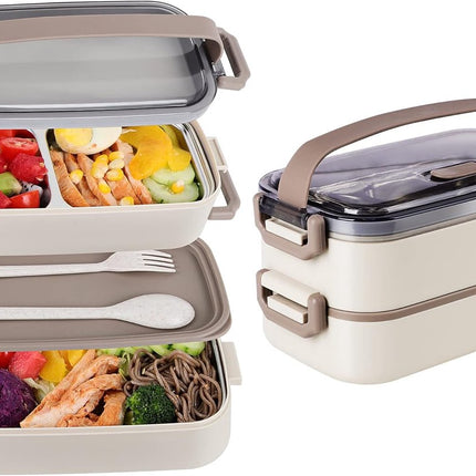 Lunch Box - Adult Lunch Box - Lunch Box - Stainless Steel Lunch Box - lunch boxes - Bento Box - Double-Layer Lunch Box - Stainless Steel Lunch Box for Children & Adults - Stainless Steel Lunch Box With Spoon and Fork - Leakproof Lunch Box - BPA-Free.