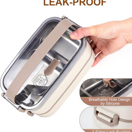 Lunch Box - Adult Lunch Box - Lunch Box - Stainless Steel Lunch Box - lunch boxes - Bento Box - Double-Layer Lunch Box - Stainless Steel Lunch Box for Children & Adults - Stainless Steel Lunch Box With Spoon and Fork - Leakproof Lunch Box - BPA-Free.