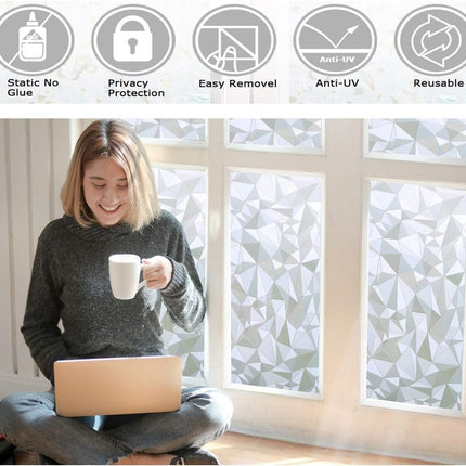 Window Film - Self-Adhesive Window Film - Window Privacy Film - Frosted Glass - Privacy Film - Sun Protection & Insulating - Privacy - Glue-free adhesive film for windows and bathroom - 45 x 200 cm.
