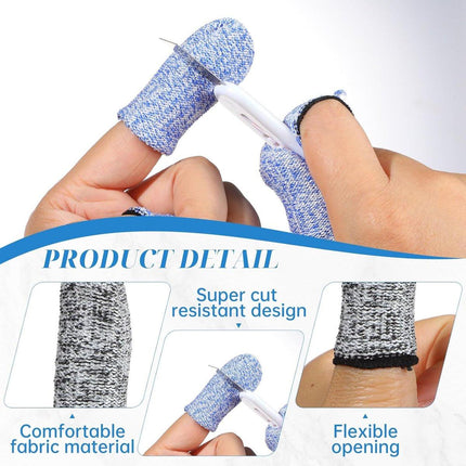 Finger Protectors - 40 Pieces - Cut-Resistant Thimbles - Finger Condoms - Thimbles - Reusable Finger Protectors - Finger Protection Against Cutting - Safety Tool - for Kitchen Work, Sculptures, Stained Glass Projects - Grey, Blue.