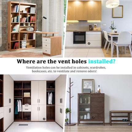 20 pieces - ventilation grilles - 35 mm - stainless steel ventilation openings - stainless steel ventilation grilles - round ventilation grilles - stainless steel ventilation grille hole - for kitchen cabinet and wardrobe furniture - black.