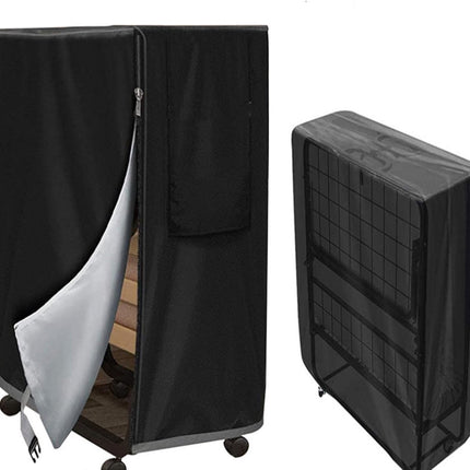 84*33*107 cm - Storage cover for a folding bed - Dust cover - storage cover for a folding bed with zipper - waterproof universal protective cover for a folding bed - robust storage cover for a folding bed - with adjustable drawstring - black.