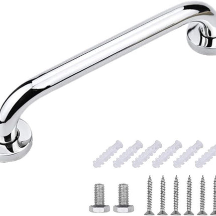 Shower Grab Bar - Stainless Steel - Bathroom Heavy Duty Safety Grab Bars - for the Elderly, Disabled, and Children - Non-Slip Grab Bar - Kitchen - Stairs - Kitchen Cabinet Handle - Safety Grab Bar - Screws Included - Silver - 30CM.