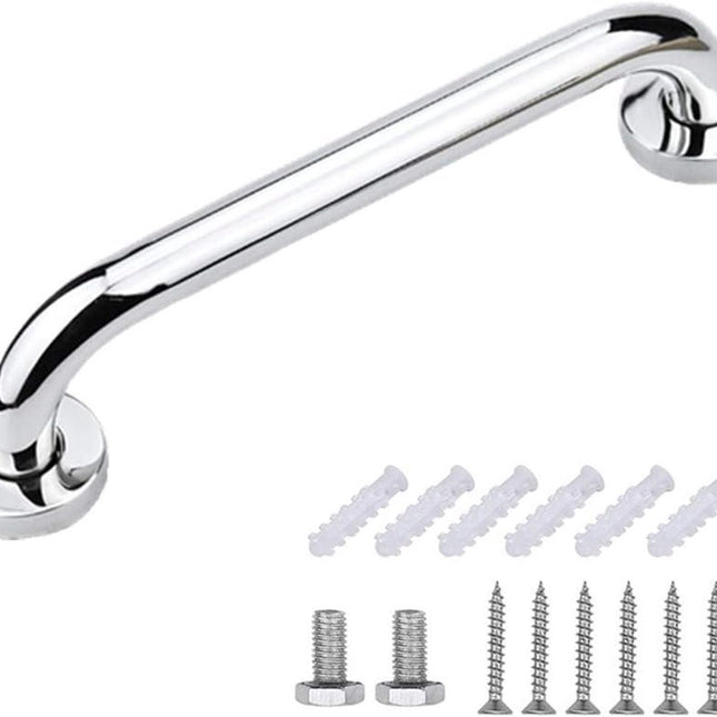 Shower Grab Bar - Stainless Steel - Bathroom Heavy Duty Safety Grab Bars - for the Elderly, Disabled, and Children - Non-Slip Grab Bar - Kitchen - Stairs - Kitchen Cabinet Handle - Safety Grab Bar - Screws Included - Silver - 30CM.
