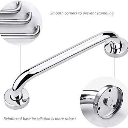 Shower Grab Bar - Stainless Steel - Bathroom Heavy Duty Safety Grab Bars - for the Elderly, Disabled, and Children - Non-Slip Grab Bar - Kitchen - Stairs - Kitchen Cabinet Handle - Safety Grab Bar - Screws Included - Silver - 30CM.