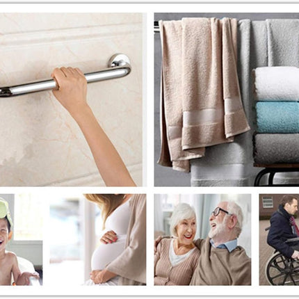Shower Grab Bar - Stainless Steel - Bathroom Heavy Duty Safety Grab Bars - for the Elderly, Disabled, and Children - Non-Slip Grab Bar - Kitchen - Stairs - Kitchen Cabinet Handle - Safety Grab Bar - Screws Included - Silver - 30CM.