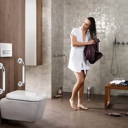 Shower Grab Bar - Stainless Steel - Bathroom Heavy Duty Safety Grab Bars - for the Elderly, Disabled, and Children - Non-Slip Grab Bar - Kitchen - Stairs - Kitchen Cabinet Handle - Safety Grab Bar - Screws Included - Silver - 30CM.