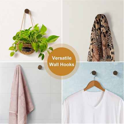 pieces - 3.5*3.5*5 cm - hook - wooden wall hooks - wall-mountable wooden hooks - sturdy clothes hook - decorative towel hook - for towels, hats and decorative clothing - home accessories - brown.