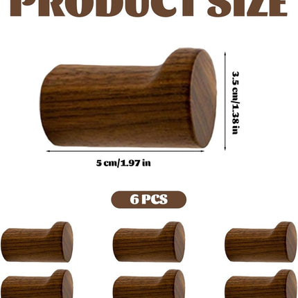 pieces - 3.5*3.5*5 cm - hook - wooden wall hooks - wall-mountable wooden hooks - sturdy clothes hook - decorative towel hook - for towels, hats and decorative clothing - home accessories - brown.