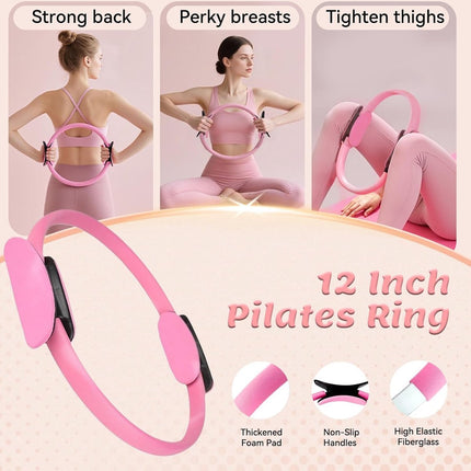 13-Piece Pilates Equipment Set for Women - Yoga & Fitness Set - Home Pilates Training Set - Home Gym Set - Exercise Bands - Resistance Band - Exercise Ball - Beginner Yoga Set with Pilates Ring, 24 cm Yoga Ball, 5 Resistance Bands, Magic Circle.