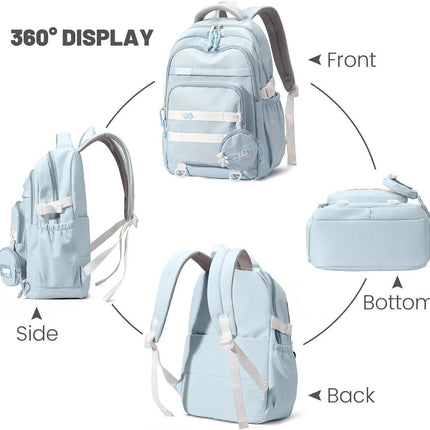 Waterproof backpack for girl - Girl's Backpack - School backpack - lightweight school bag - School bag - Girls School Student School Bag - Large capacity backpacks for Girls and Boys - Teenagers - High School backpacks - Blue.